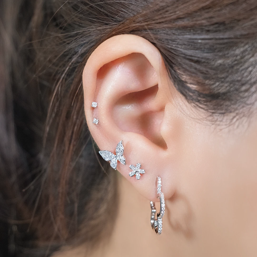 Pavé butterfly diamond earrings